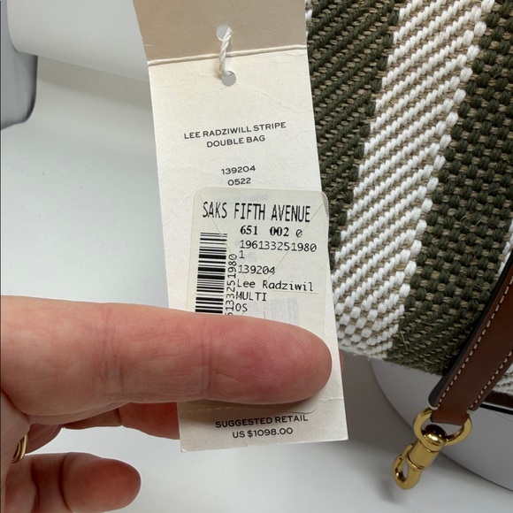 Tory Burch Lee Radziwill NWT Striped Cotton and Linen Twill Double Bag - Picture 10 of 16